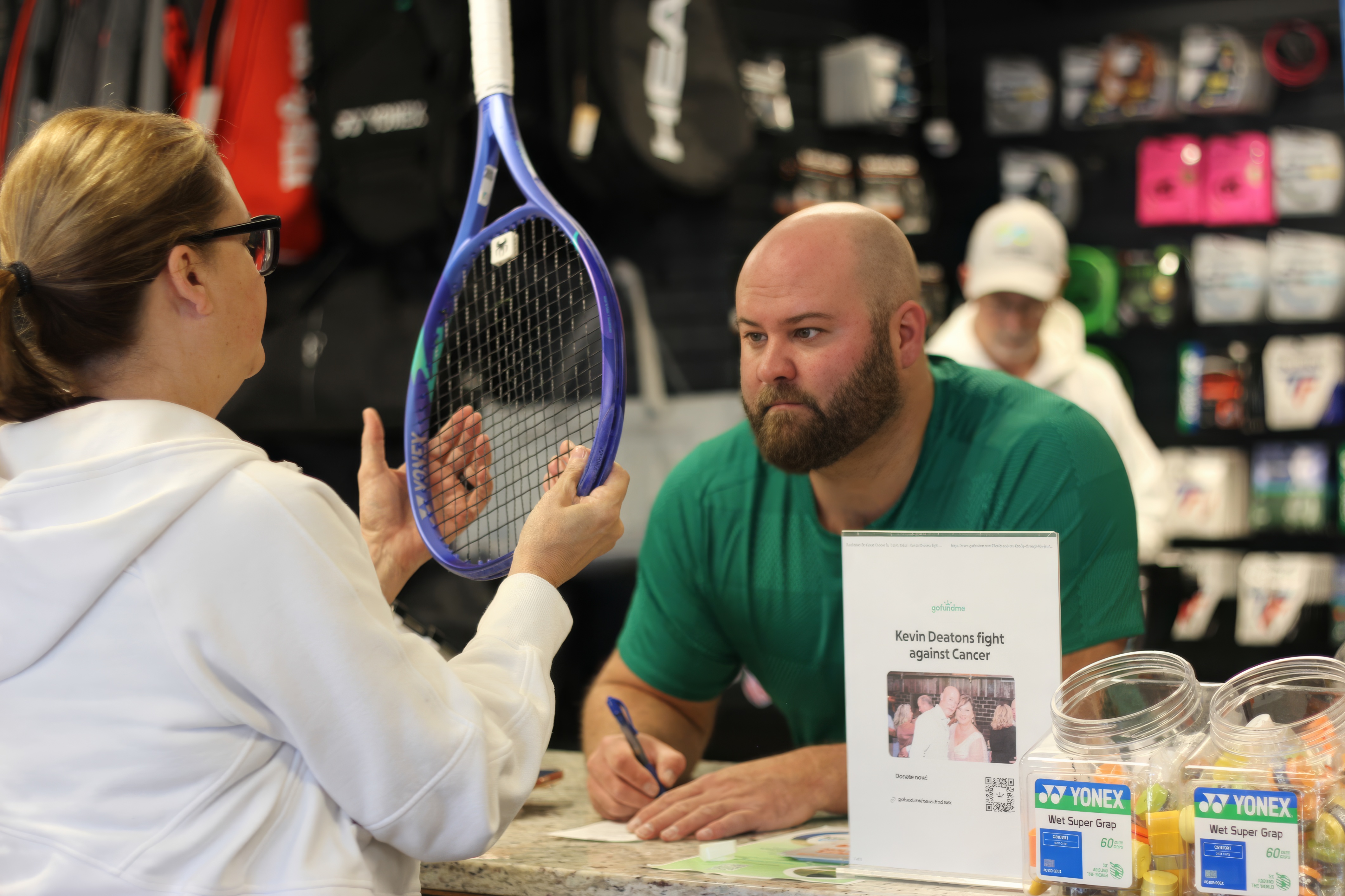Customer interaction at Forever Tennis
