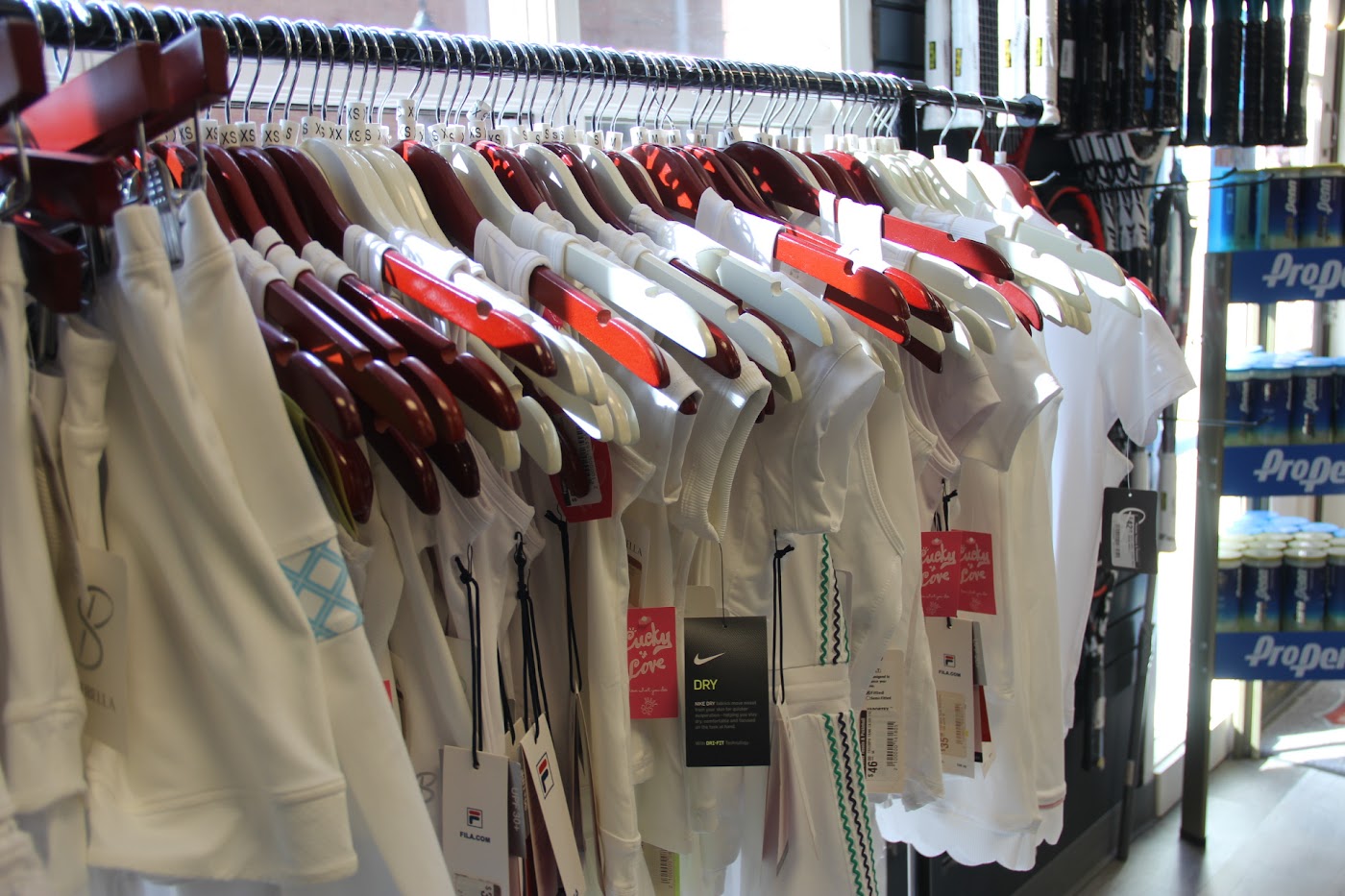 Country-club tennis whites at Forever Tennis.
